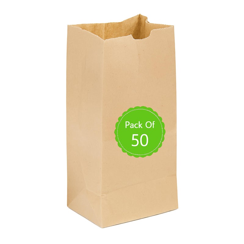 Perfect Stix 4lb Brown Paper Lunch Bags - Pack of 50ct, Disposable, Fold Top Closure - Image 1