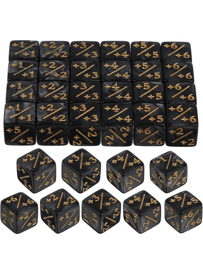 Toddmomy Set of 24 Acrylic Dice Counters: Cube-Shaped Positive and Negative Dice for Card Gaming Accessory and Kids Learning Toys (Black) - Image 1