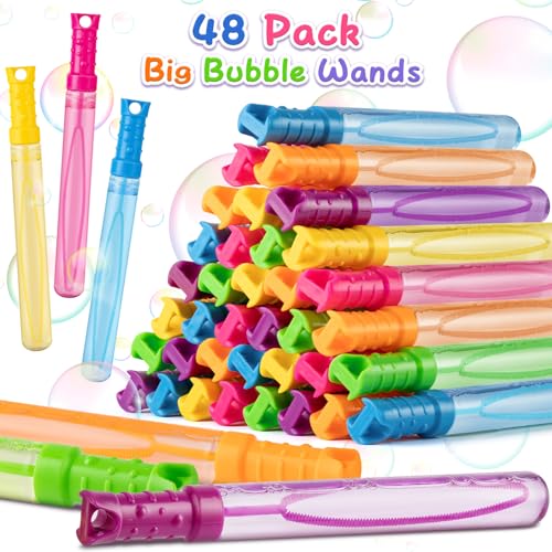 IJIGU 48 Pack Big Bubble Wands Bulk in 6 ColorsIdeal for Easter Summer Halloween Valentine Classroom Prizes - Image 5