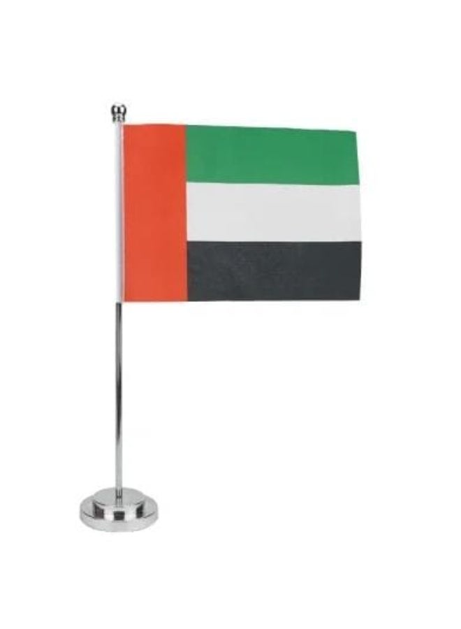 MELIZ UAE Flag with Metal Pole & Silver Plated Plastic Base - Image 1