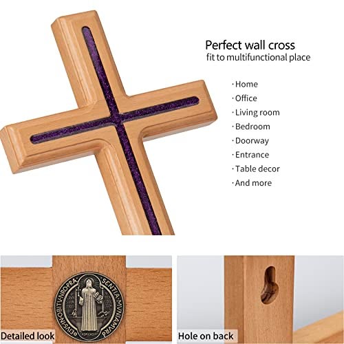 ARCHOBAN Cross for Wall, 12 Inch Handmade Catholic Wooden Wall Cross Decor, Giftable - Image 3