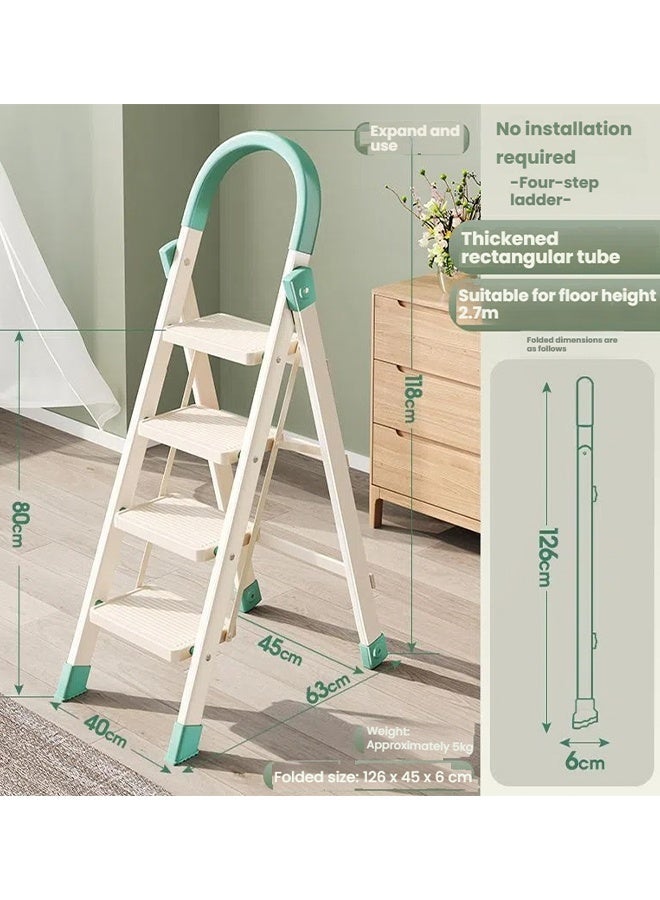 LEXIN Foldable Ladder 4 Steps, Household Ladder Folding Step Stool with Non-Slip Steps, Safety Locking Ladder for Home Improvement, Storage Room and Garden Tasks - Image 1