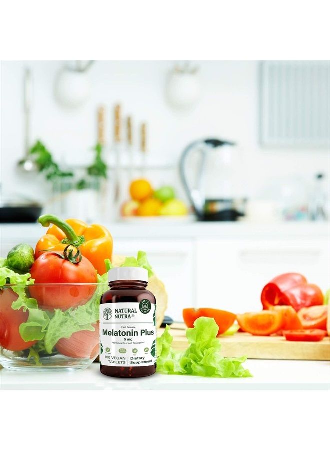 Natural Nutra Vegan Melatonin 5mg with Vitamin B6, Fast Dissolve, Melatonin with Calcium for Optimal Sleep, Help to Normal Sleep, Gluten Free, 100 Tablets - Image 3