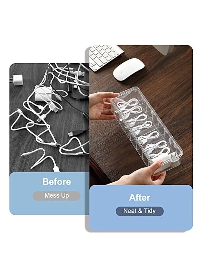 erorex Cable Organizer Storage Box Plastic Cable Cord Management Box Power Cord Organizer Case with 10Pcs Rubber Ties for Office, Home, Desk Accessories Storage Stationery Supplies  - Image 2