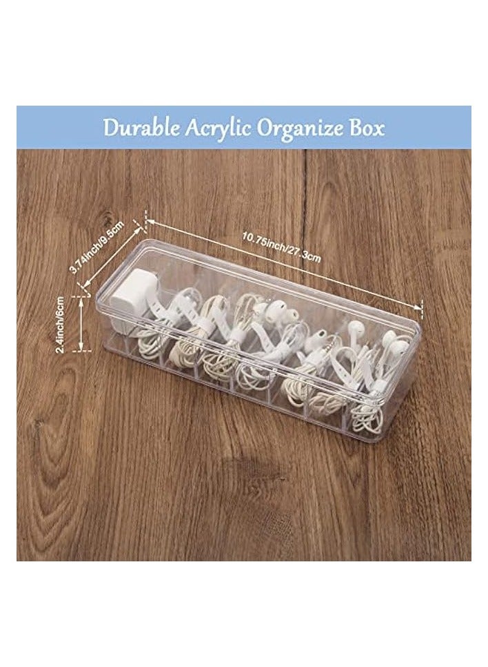 erorex Cable Organizer Storage Box Plastic Cable Cord Management Box Power Cord Organizer Case with 10Pcs Rubber Ties for Office, Home, Desk Accessories Storage Stationery Supplies  - Image 3