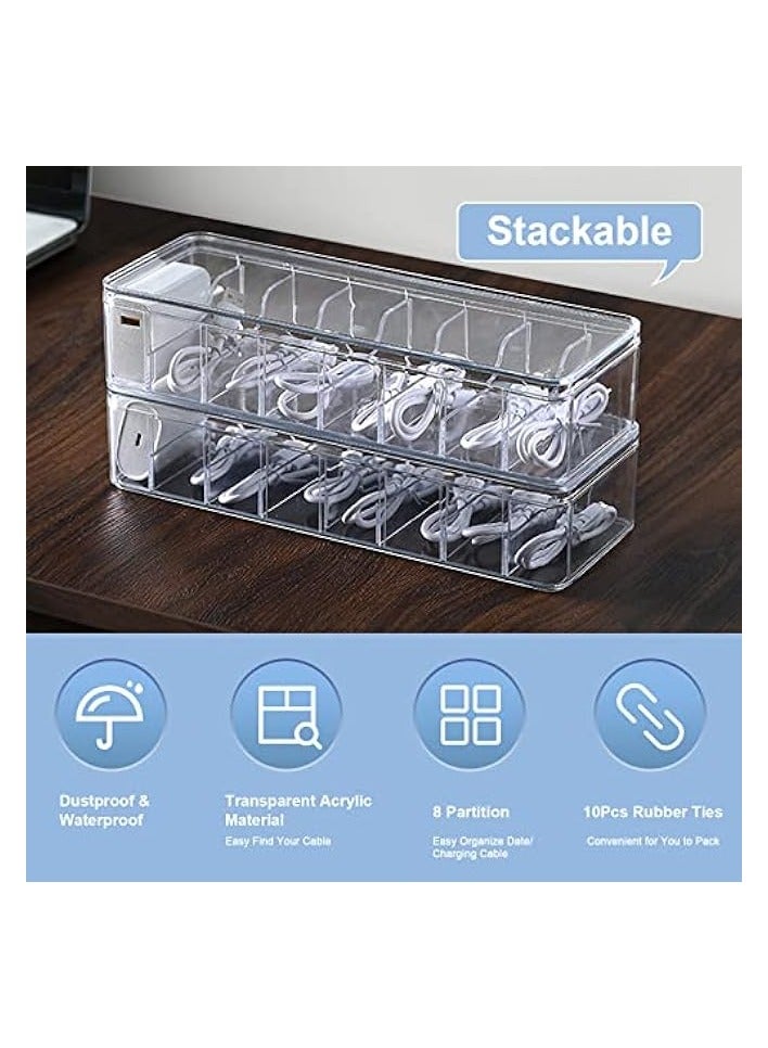 erorex Cable Organizer Storage Box Plastic Cable Cord Management Box Power Cord Organizer Case with 10Pcs Rubber Ties for Office, Home, Desk Accessories Storage Stationery Supplies  - Image 4