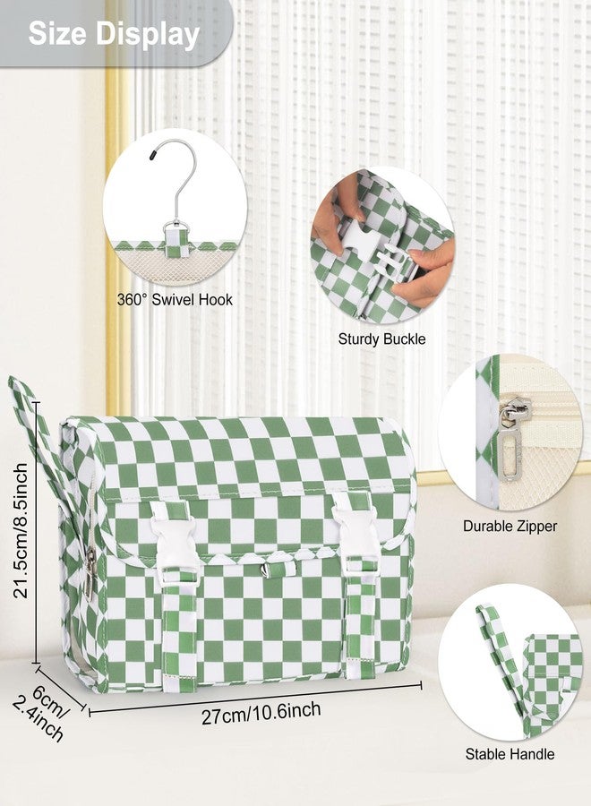 Relavel Hanging toiletry bag for traveling, 01 Checkboard Green, Large, Travel Hanging Toiletry Bag - Image 3