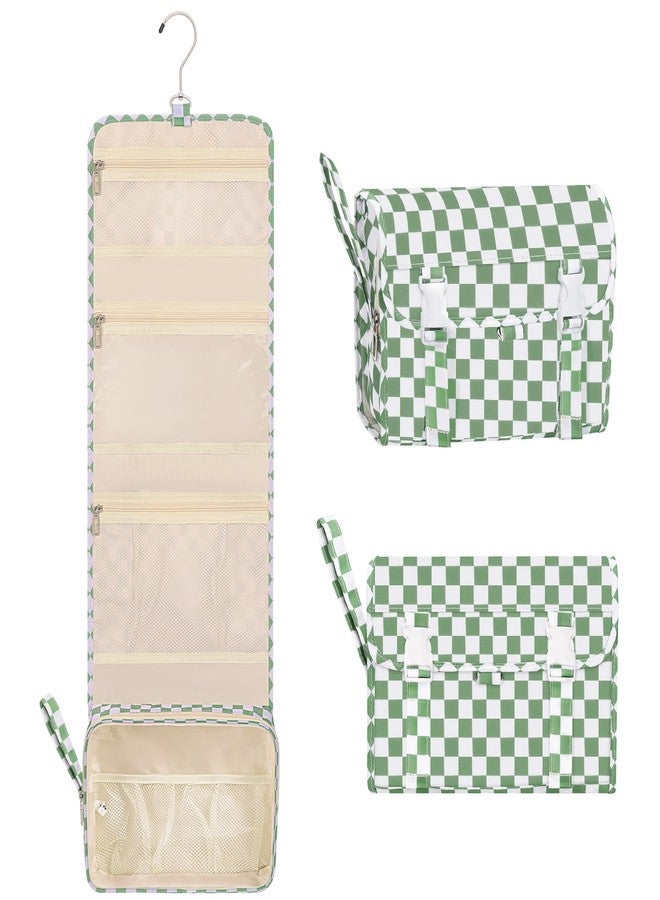 Relavel Hanging toiletry bag for traveling, 01 Checkboard Green, Large, Travel Hanging Toiletry Bag - Image 1