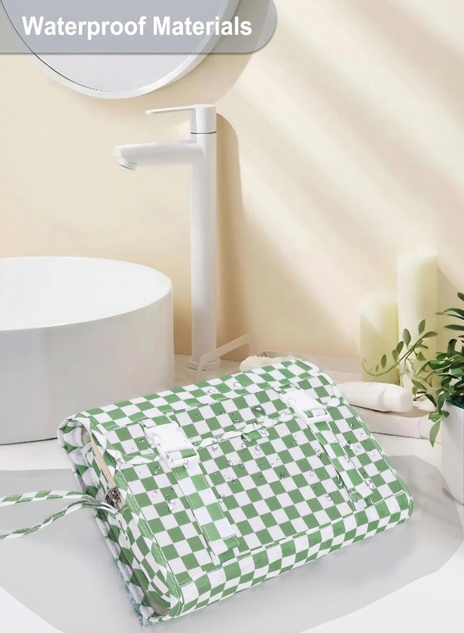 Relavel Hanging toiletry bag for traveling, 01 Checkboard Green, Large, Travel Hanging Toiletry Bag - Image 5