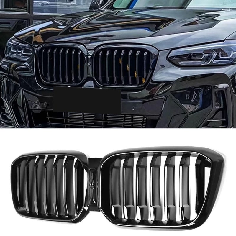 شبكة أمامية بديلة من MAXDOM تناسب BMW 20222024 X3 G01 X4 G02 LCI باللون الأسود اللامع بشريحة واحدة من ABS