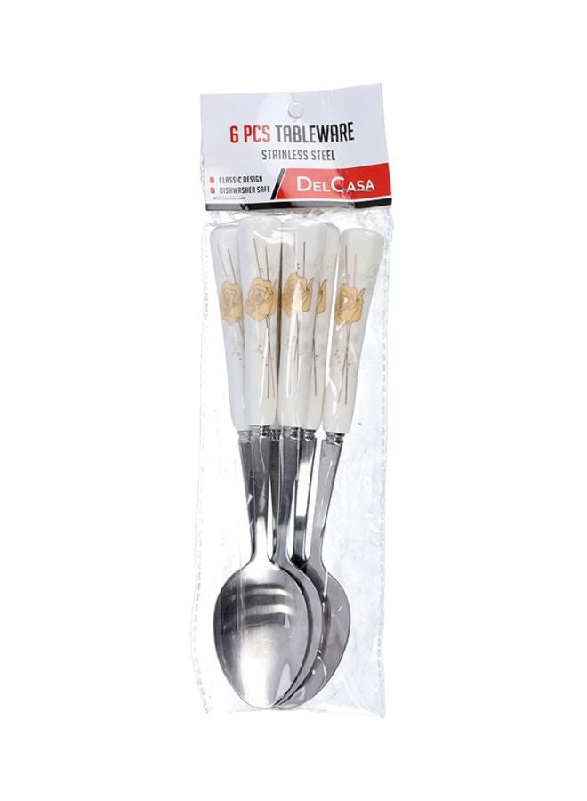 DELCASA 6-Piece Tea Spoon Set White/Yellow/Silver - Image 2
