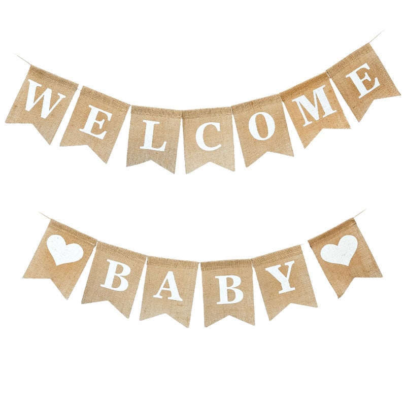 VIXAVI Welcome Baby Sign Elegant Boy and Girl Announcement Banner Newborn Birth Sign Adorable Baby Shower Decor - Image 2