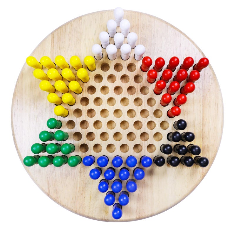 Offelec Upgraded 75 Pegs 15 x 15 Large Wooden Chinese Checkers Board Game More Pegs and More Gameplay for More Fun 26 Players 10 Pegs Each or 23 Players 15 Pegs Each - Image 3