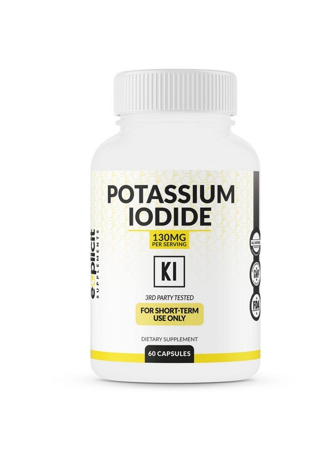 eXplicit Supplements Potassium Iodide 130mg Dose - 30 Servings - Thyroid Support & Defense - Image 1