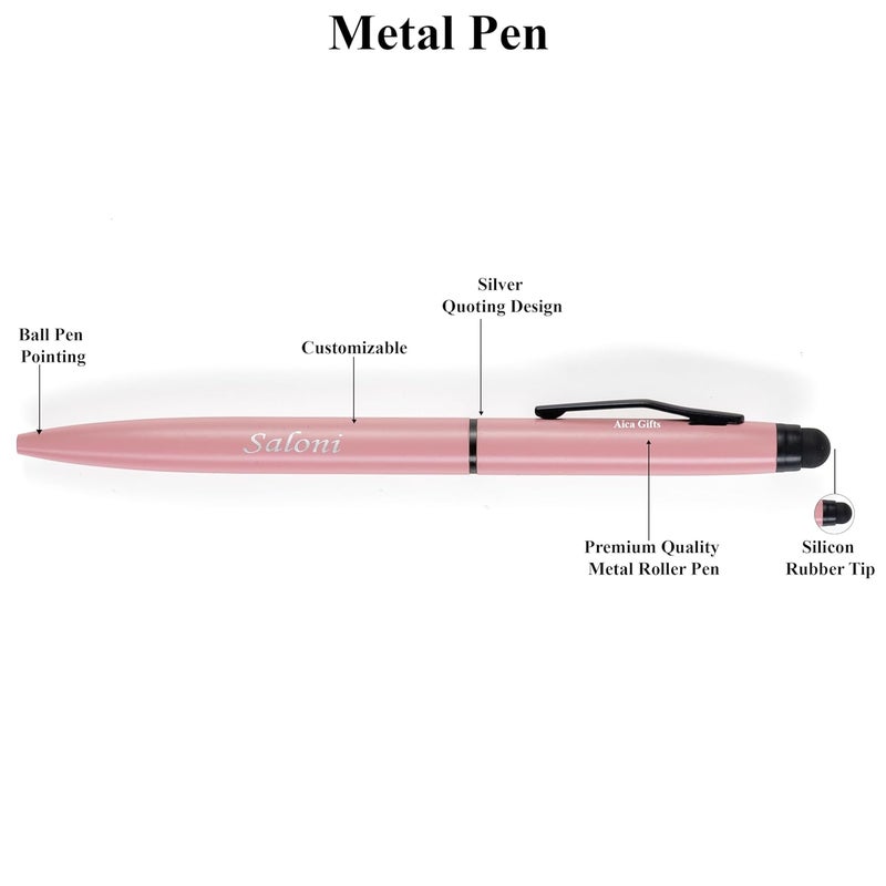 AICA Gifts Personalized Pens with Name Engraved Roller Ball Pen I Comfortable to Hold & Write I Gift for Men & Women Birthday Office Corporate Gifting (Nude Pink) - Image 3