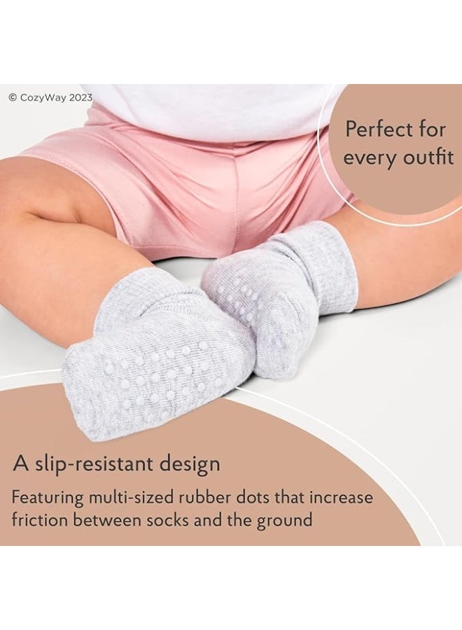 CozyWay Baby & Toddler Socks With Grippers Non Slip Low Cut Grip Socks for Girls and Boys Soft Comfy Cotton - 15 Pack - Image 2