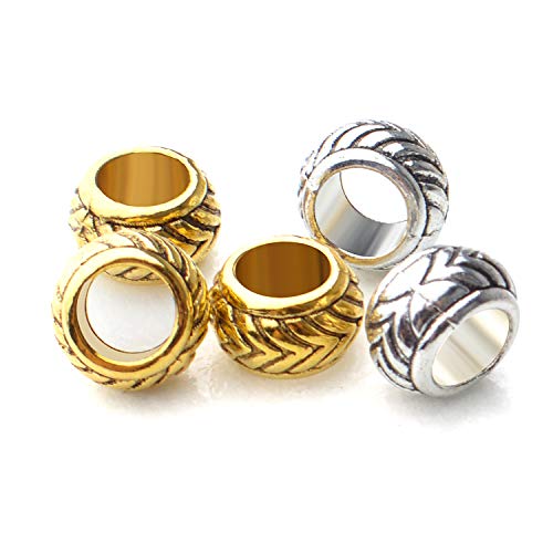 BronaGrand 100pcs Tibetan Alloy Large Hole Rondelle Spacer Beads European Tube Spacers Column Loose Beads Jewelry Beads Spacers for Bracelet DIY Jewelry Making(7.5×4.5mm, Hole:4.5mm) - Image 5