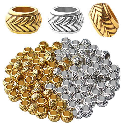 BronaGrand 100pcs Tibetan Alloy Large Hole Rondelle Spacer Beads European Tube Spacers Column Loose Beads Jewelry Beads Spacers for Bracelet DIY Jewelry Making(7.5×4.5mm, Hole:4.5mm) - Image 1