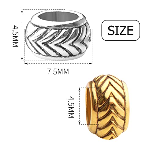 BronaGrand 100pcs Tibetan Alloy Large Hole Rondelle Spacer Beads European Tube Spacers Column Loose Beads Jewelry Beads Spacers for Bracelet DIY Jewelry Making(7.5×4.5mm, Hole:4.5mm) - Image 3