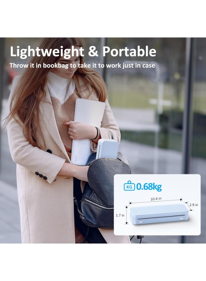 طابعة حرارية محمولة بدون حبر للسفر، تدعم مقاس خطاب أمريكي 8.5 بوصة × 11 بوصة، تتضمن آلة بلوتوث حقيبة حمل ومجموعة 3 لفات من الورق الحراري، باللون الأزرق - Image 4