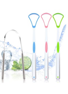 SYOSI Tongue Scraper 4PCS Stainless Steel Tongue Cleaners 100% BPA Free Fresher Tongue Tools Healthy Oral Hygiene Brushes Medical Grade Reusable Stainless Steel Eliminate Bad Breath  - Image 1