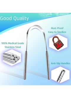 SYOSI Tongue Scraper 4PCS Stainless Steel Tongue Cleaners 100% BPA Free Fresher Tongue Tools Healthy Oral Hygiene Brushes Medical Grade Reusable Stainless Steel Eliminate Bad Breath  - Image 4