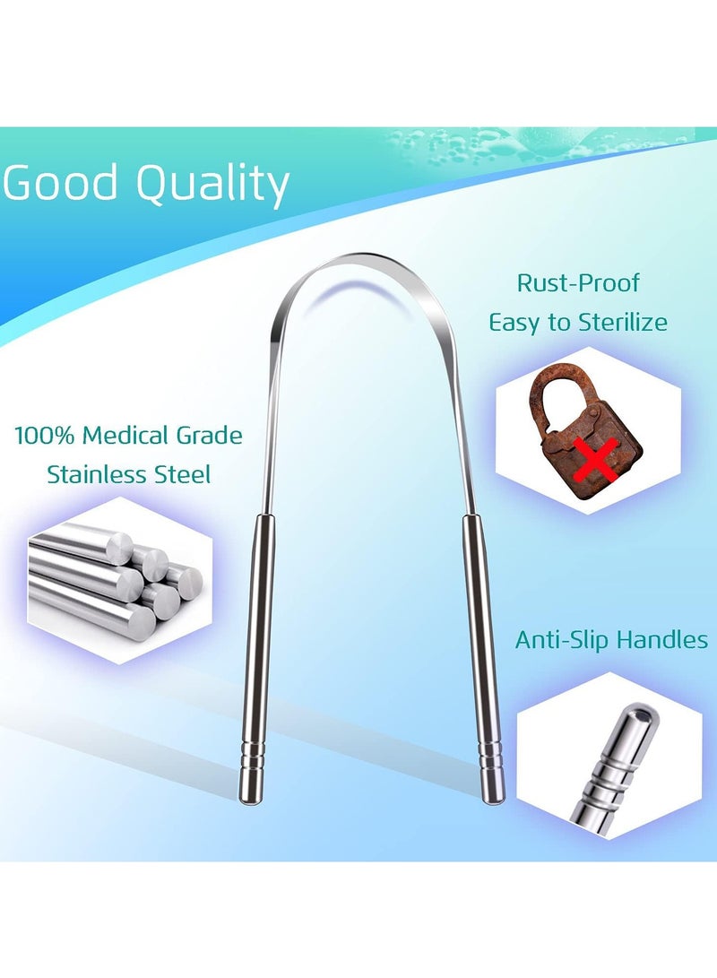 SYOSI مكشطة اللسان 4 قطع من منظفات اللسان المصنوعة من الفولاذ المقاوم للصدأ خالية من مادة BPA بنسبة 100% وأدوات تنظيف اللسان الأكثر انتعاشًا وفرش نظافة الفم الصحية من الدرجة الطبية القابلة لإعادة الاستخدام من الفولاذ المقاوم للصدأ للتخلص من رائحة الفم الكريهة - Image 4