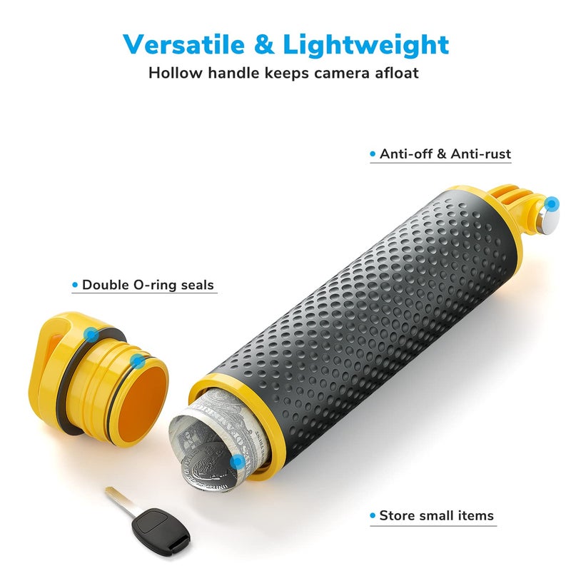 Sametop Floating Handle Grip Floaty Stick Waterproof Handler Accessory Compatible with GoPro Hero 13, 12, 11, 10, 9, 8, 7, 6, 5, 4, Session, 3+, 3, Hero(2018), Max, DJI Osmo Action Cameras (Yellow) - Image 2