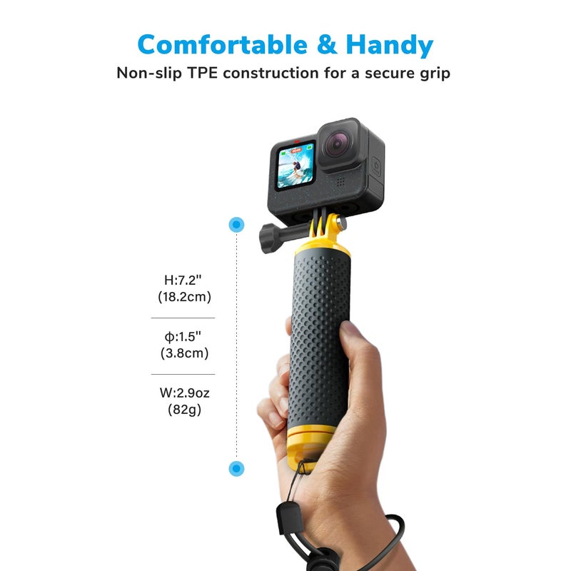 Sametop Floating Handle Grip Floaty Stick Waterproof Handler Accessory Compatible with GoPro Hero 13, 12, 11, 10, 9, 8, 7, 6, 5, 4, Session, 3+, 3, Hero(2018), Max, DJI Osmo Action Cameras (Yellow) - Image 3