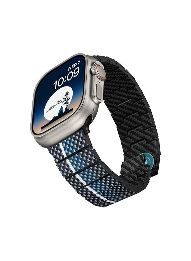 PITAKA PITAKA Apple Watch Band Compatible with Apple Ultra/SE/9/8/7/6/5/4/3/2/1, Adjustable with Aramid & 100% Carbon Fiber Apple Watch Band - Moon - Image 1