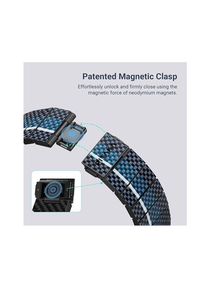 PITAKA PITAKA Apple Watch Band Compatible with Apple Ultra/SE/9/8/7/6/5/4/3/2/1, Adjustable with Aramid & 100% Carbon Fiber Apple Watch Band - Moon - Image 4