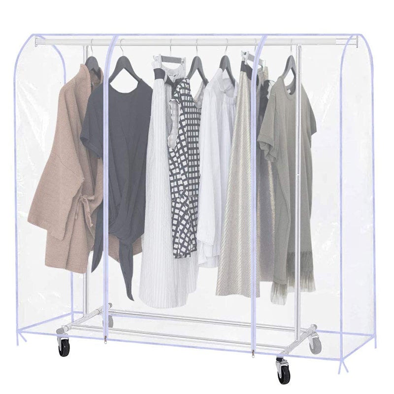 QEES 71" Garment Bags For Hanging Clothes, Garment Bag, Clear Garment Rack Cover, Clothes Rack Cover For Storage,Hanging Clothes Storage Wardrobe Bag Sealed Clothes Cover For Coats Suits Sweaters Dresses - Image 1
