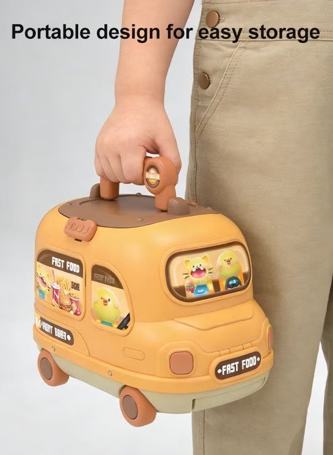Aimayapet Pretend Playset Food Toy for Kids, Food Toy set,2-in-1 Bus Kitchen Playset,Pretend Cooking Play Cart,Play House Kitchen Set,Play Food Set, Fun Pretend Role Play Toy, Learning Educational Toys Boys Girls Gift - Image 4