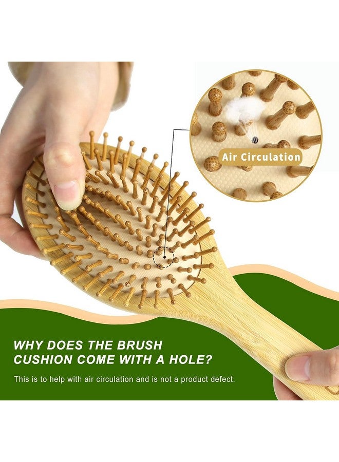 MRD Hair Brush Set, Natural Bamboo Comb Paddle Detangling Hairbrush, Wide-tooth and tail comb No Bristle, suit for Women Men and Kids Thick/Thin/Curly/Dry Hair Gift kit - Image 2
