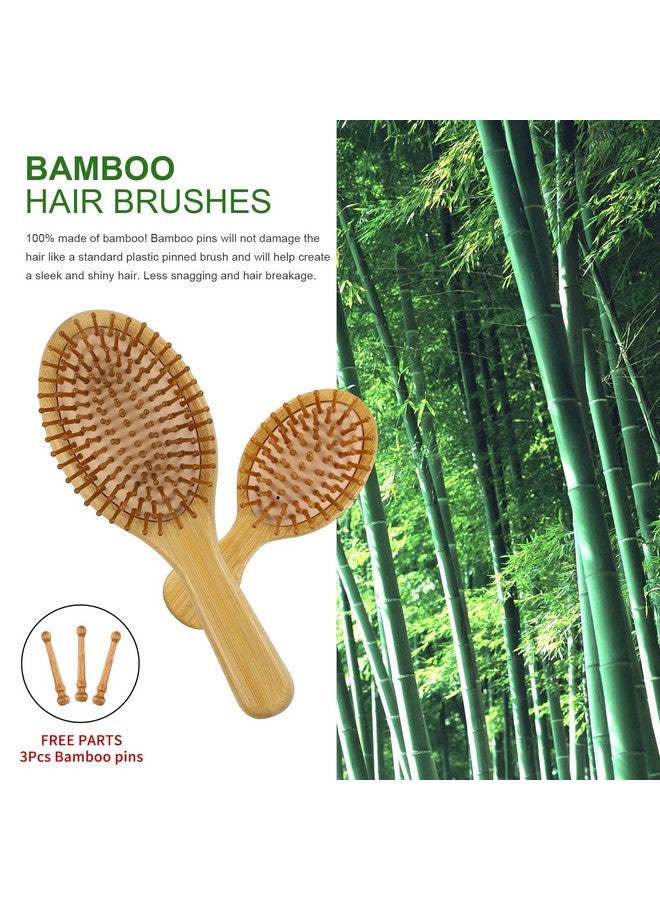 MRD Hair Brush Set, Natural Bamboo Comb Paddle Detangling Hairbrush, Wide-tooth and tail comb No Bristle, suit for Women Men and Kids Thick/Thin/Curly/Dry Hair Gift kit - Image 3