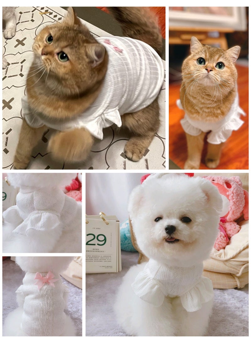 ايه ام ملابس كلاب صغيرة رقيقة وجيدة التهوية، سترة كلب لطيفة مزينة بفيونكة، جرو تيدي - Image 1