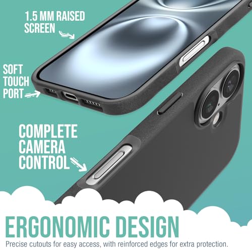 Smartish® iPhone 16 MagSafe Case - Gripmunk Magnetic Slim Case [Lightweight + Protective] Thin Grip Cover with Microfiber Lining for Apple iPhone 16 - Black Tie Affair - Image 3