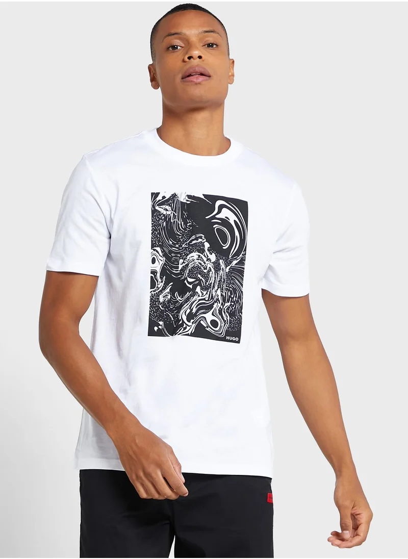 HUGO Graphic Printed Crew Neck T-Shirt