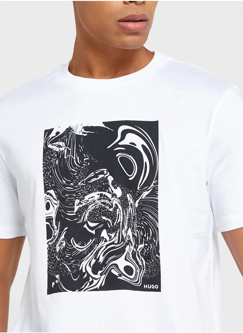 HUGO Graphic Printed Crew Neck T-Shirt