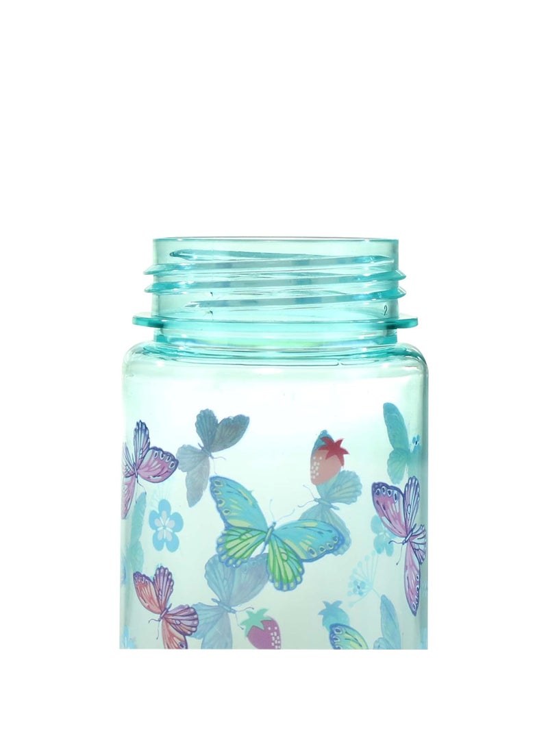 SMILY KIDDOS - Smily Kiddos 650 ml Straight Water Bottle Nozzle Butterfly Theme Blue Kids Water Bottle Dishwasher Safe Water Bottle Leak Proof Flip Top Lid Water Bottle - Image 1