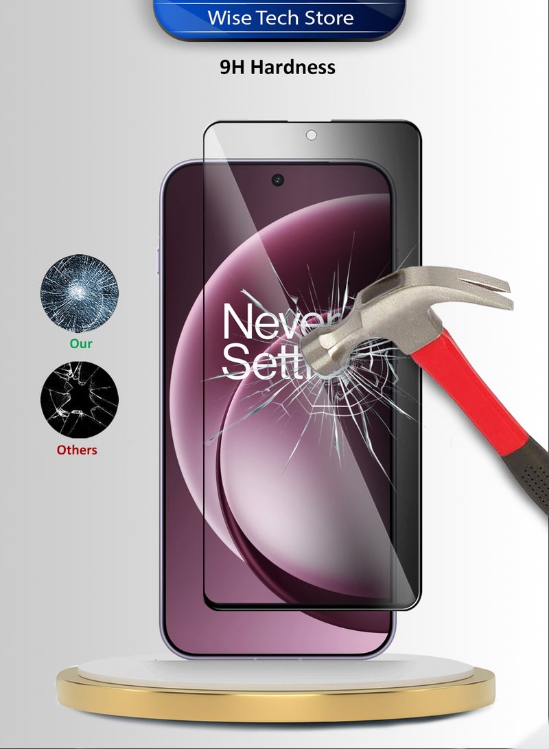 دبليو تيك واقي شاشة زجاجي مقوّى كامل الغطاء بكامل الغراء لسلسلة OnePlus 15 5G 2025 الفاخرة E2E للخصوصية (MSGECP) - شفاف/أسود - Image 3