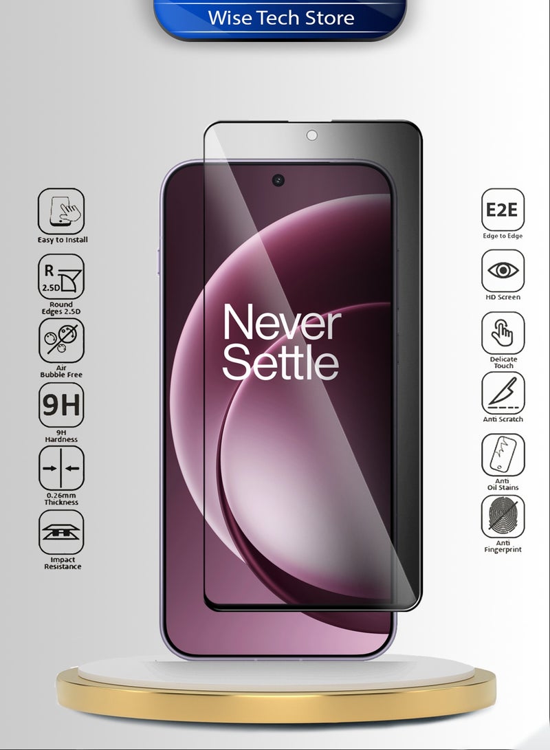 دبليو تيك واقي شاشة زجاجي مقوّى كامل الغطاء بكامل الغراء لسلسلة OnePlus 15 5G 2025 الفاخرة E2E للخصوصية (MSGECP) - شفاف/أسود - Image 2