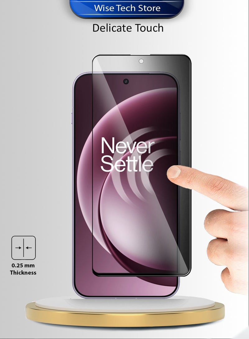 دبليو تيك واقي شاشة زجاجي مقوّى كامل الغطاء بكامل الغراء لسلسلة OnePlus 15 5G 2025 الفاخرة E2E للخصوصية (MSGECP) - شفاف/أسود - Image 4