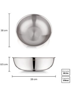 Allo Allo Triply Stainless Steel Tasla|Ideal Tasla for Curry/Stir-Fry/Deep-Fry/DryVeg/Sauté Induction Friendly, Heavy Base Kadhai Naturally Non-Stick | 10 Years Warranty 26cm, 3 litres  - Image 4