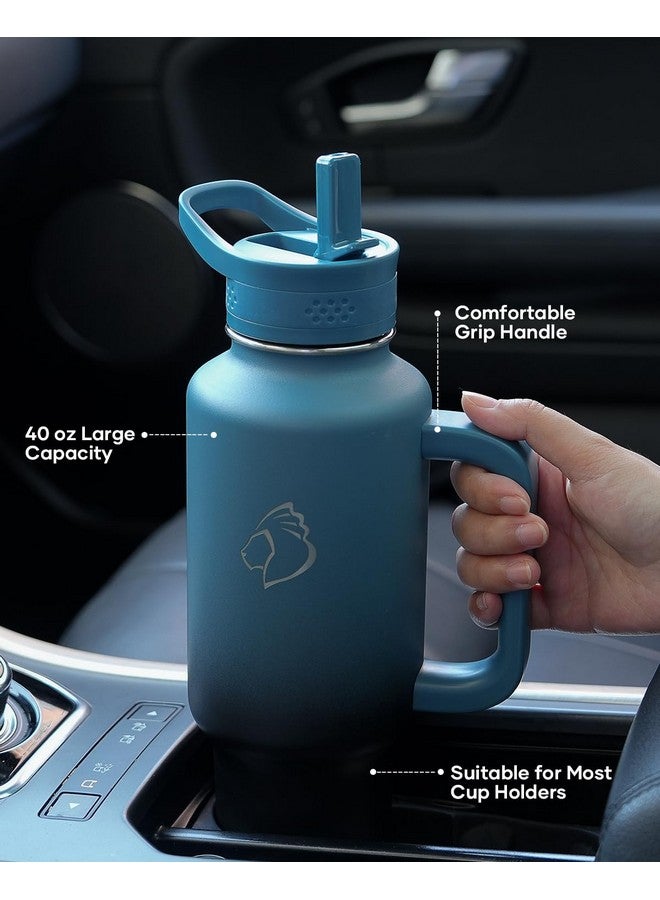 BUZIO BUZIO 40oz Water Bottle Fits in Cup Holder, Stainless Steel Insulated Tumbler with Handle and Straw, Double Wall Tumbler Cup with Lid, Leak-proof BPA-Free Vacuum Travel Flask Keeps Cold, Indigo Crush - Image 2