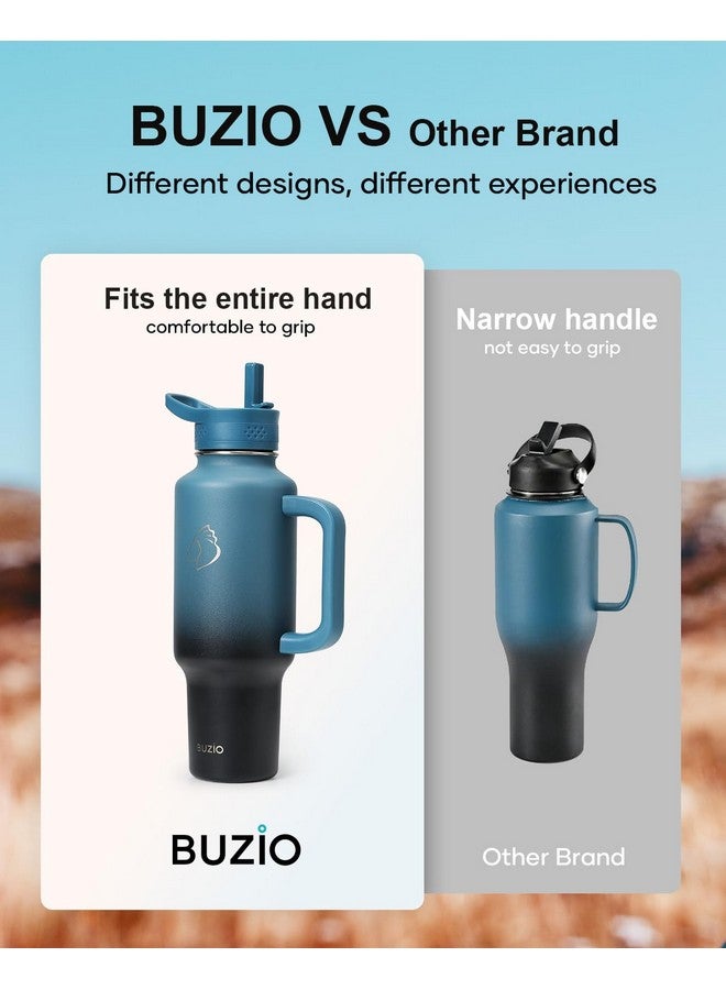 BUZIO BUZIO 40oz Water Bottle Fits in Cup Holder, Stainless Steel Insulated Tumbler with Handle and Straw, Double Wall Tumbler Cup with Lid, Leak-proof BPA-Free Vacuum Travel Flask Keeps Cold, Indigo Crush - Image 3