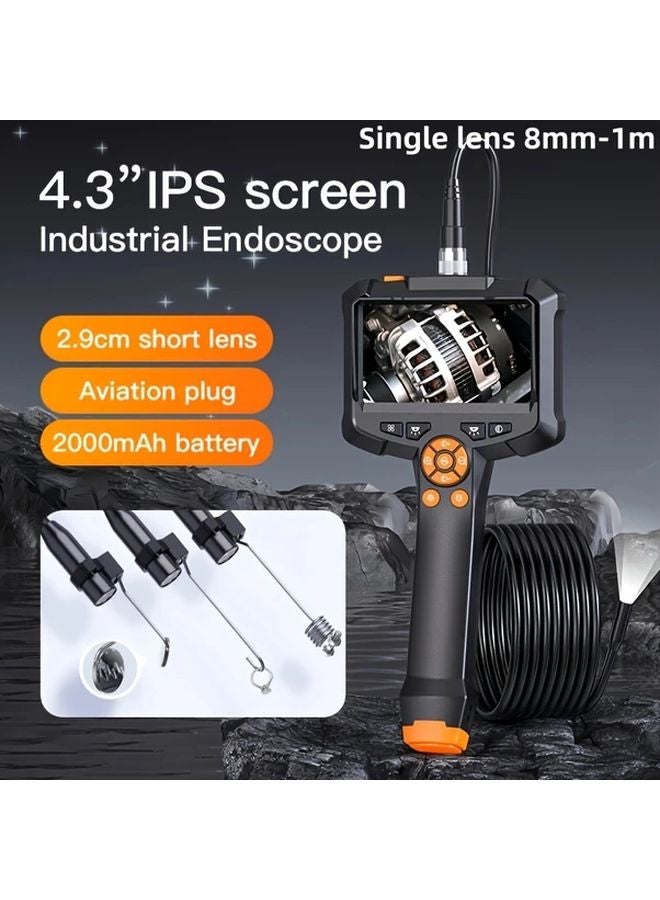 8mm Single Lens 4.3 Inch IPS LCD Industrial Endoscope IP67 Waterproof Borescope Camera - Image 1