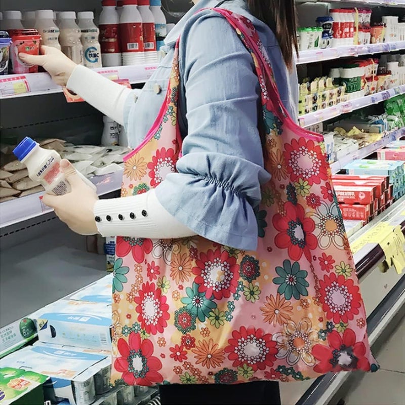 6 Pack Foldable Reusable Shopping Bags with Portable Capsule Case, Waterproof Grocery Tote Bags, Compact Pocket Storage Bag with Keychain Clip, Heavy Duty Eco-Friendly Market Bag for Shopping - Image 5