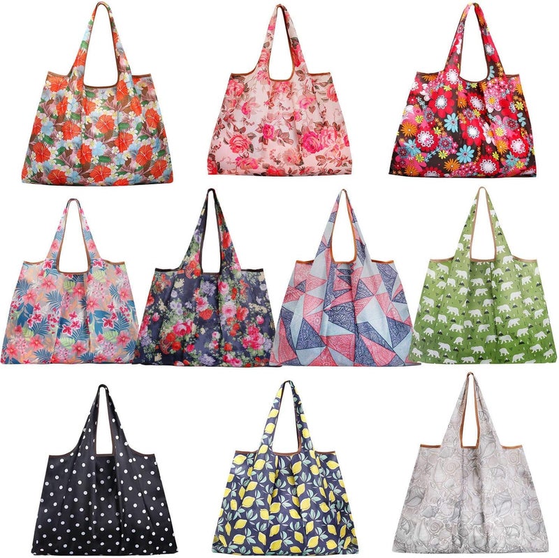 6 Pack Foldable Reusable Shopping Bags with Portable Capsule Case, Waterproof Grocery Tote Bags, Compact Pocket Storage Bag with Keychain Clip, Heavy Duty Eco-Friendly Market Bag for Shopping - Image 1