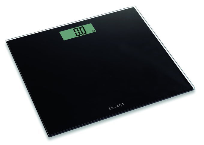 DIGITAL BATHROOM SCALE/ELECTRONIC WEIGHING SCALE, MAX. 150 KG / 330 LB SWITCH BETWEEN METRIC & IMPERIAL UNITS, TEMPERED GLASS BLACK